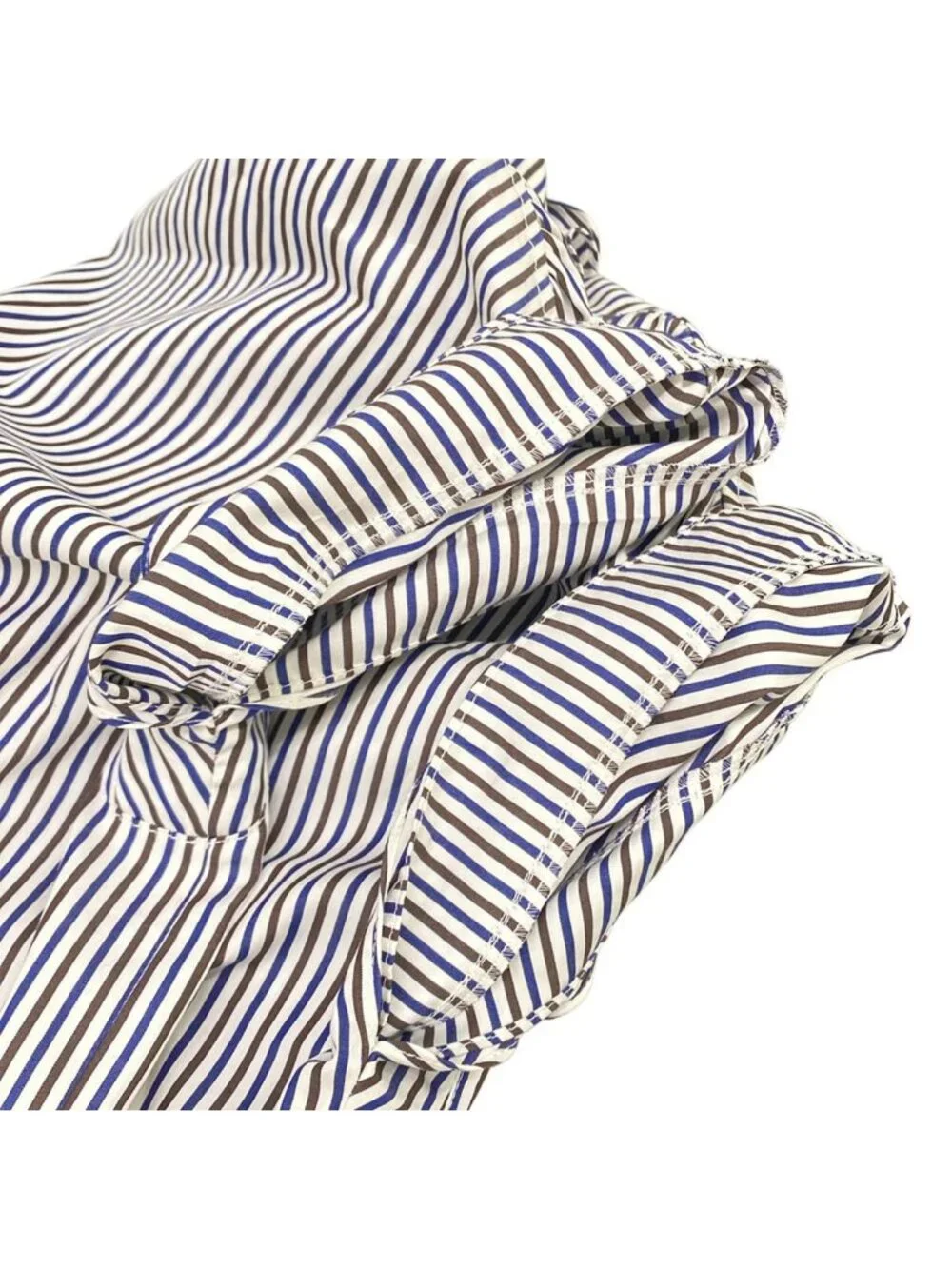 Louis Vuitton Short Sleeve Top 36 S Bu4 White Dark Brown Dark Navy Neck Stripe